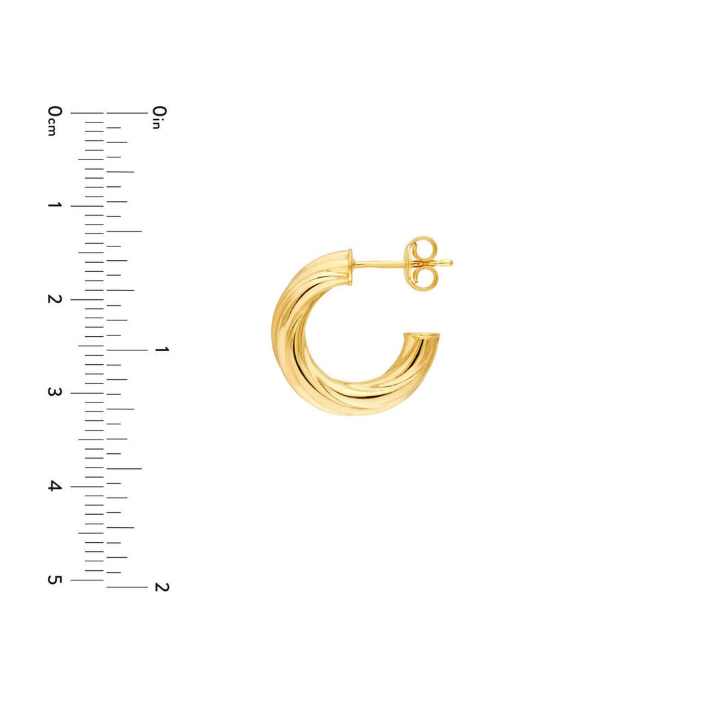 14K Gold Twisted 10MM Open Hoop Earrings