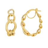 14K Gold Tube Link Hoop Earrings