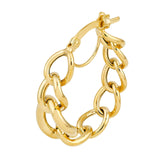 14K Gold Tube Link Hoop Earrings