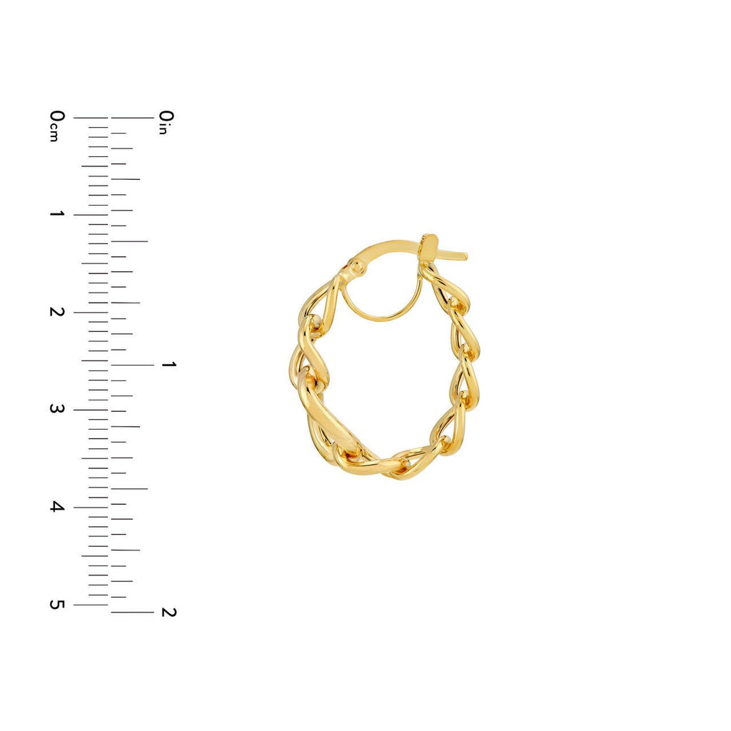14K Gold Tube Link Hoop Earrings