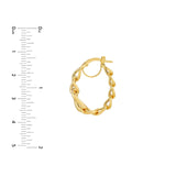 14K Gold Tube Link Hoop Earrings