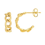 14K Gold 10MM Curb Link Open Hoop Earrings