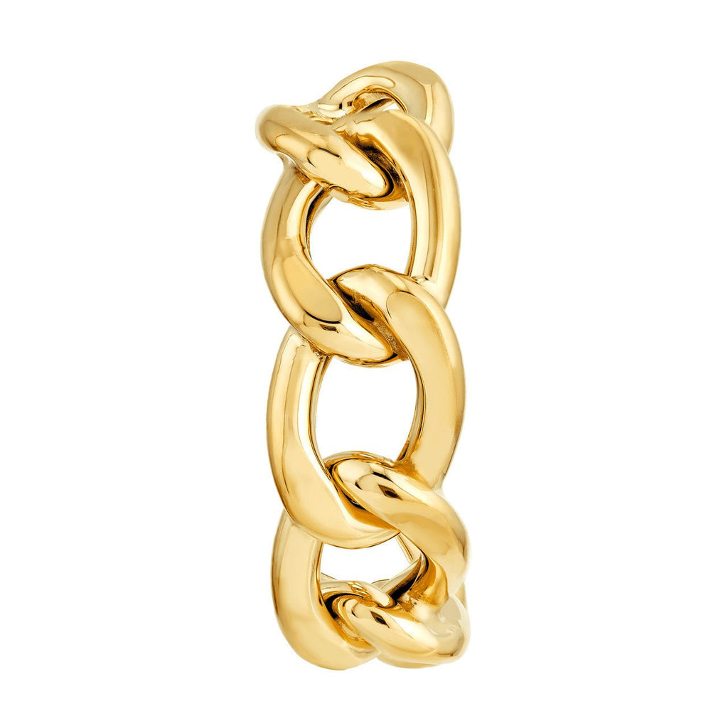 14K Gold 10MM Curb Link Open Hoop Earrings