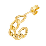 14K Gold 10MM Curb Link Open Hoop Earrings