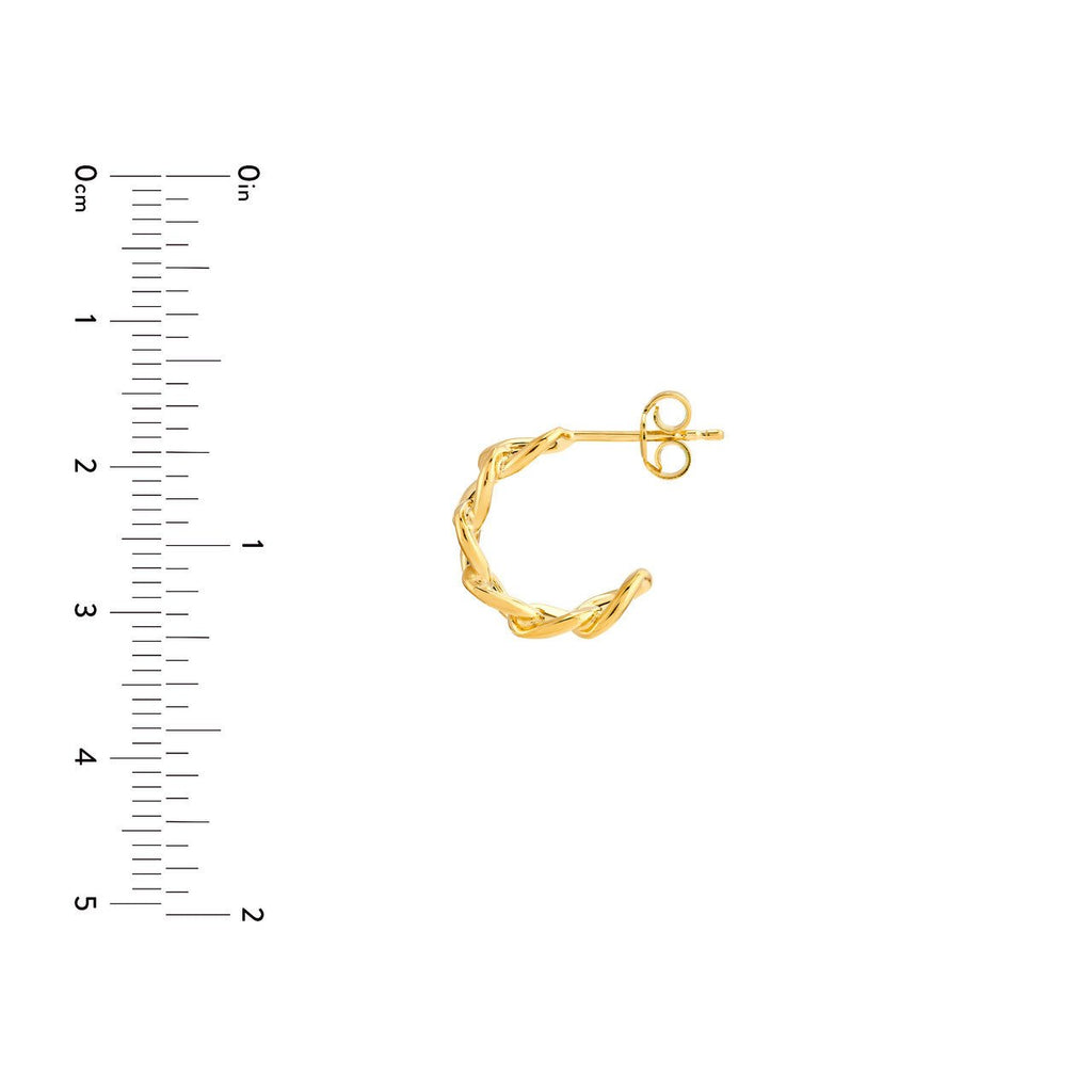 14K Gold 10MM Curb Link Open Hoop Earrings