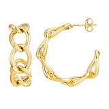 14K Gold 20MM Curb Link Open Hoop Earrings