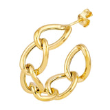 14K Gold 20MM Curb Link Open Hoop Earrings