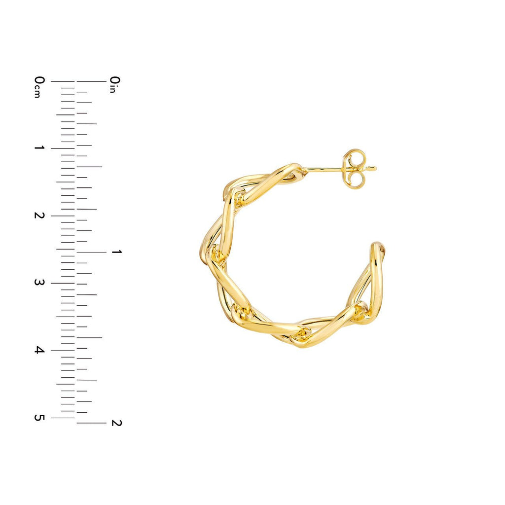 14K Gold 20MM Curb Link Open Hoop Earrings