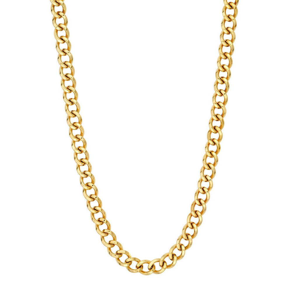 14K Gold Beveled Curb Link Chain Necklace