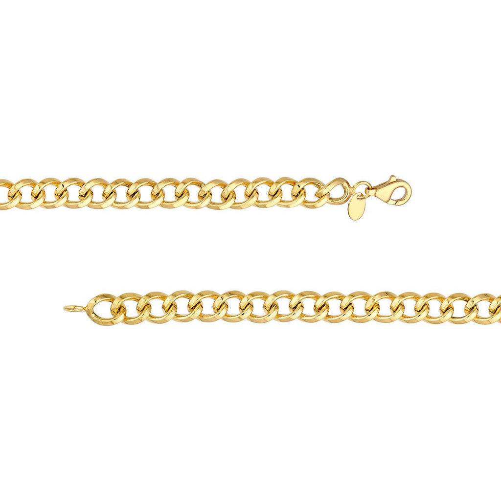 14K Gold Beveled Curb Link Chain Bracelet