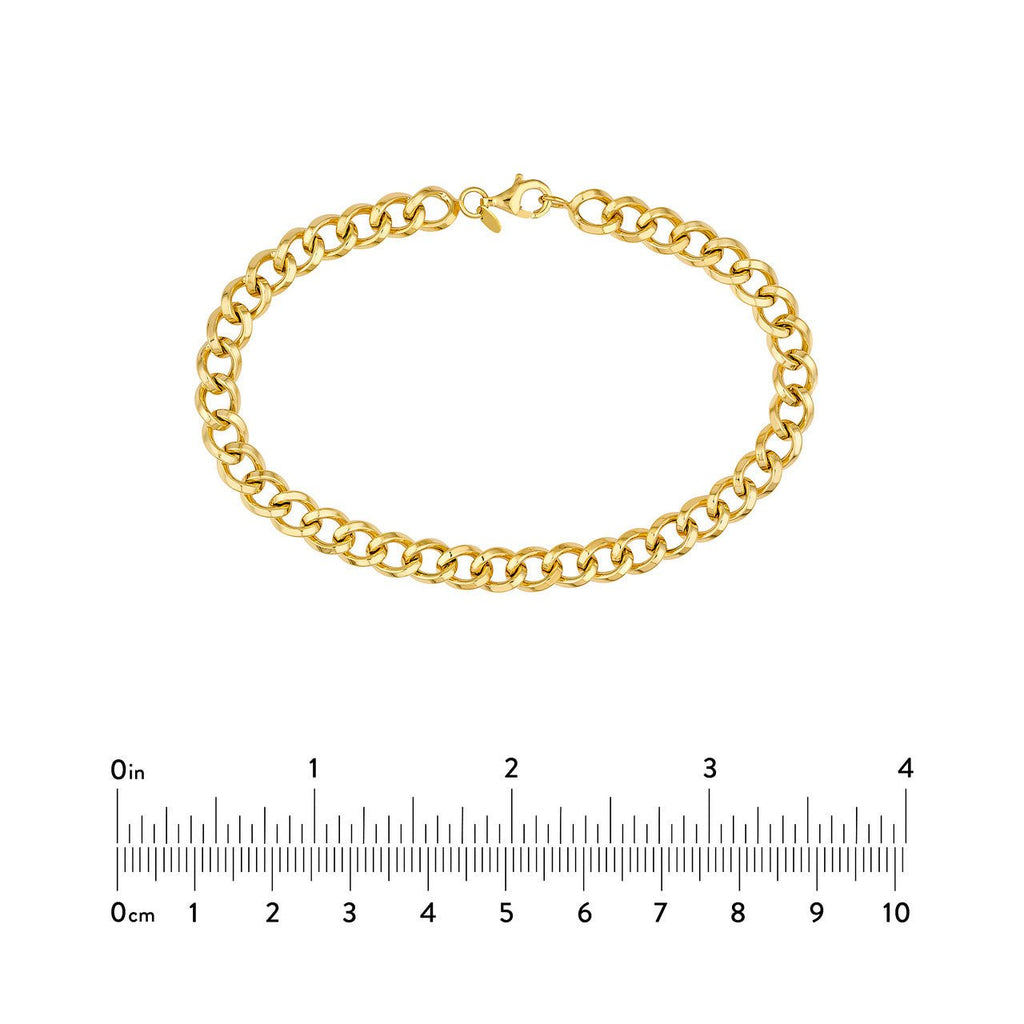 14K Gold Beveled Curb Link Chain Bracelet