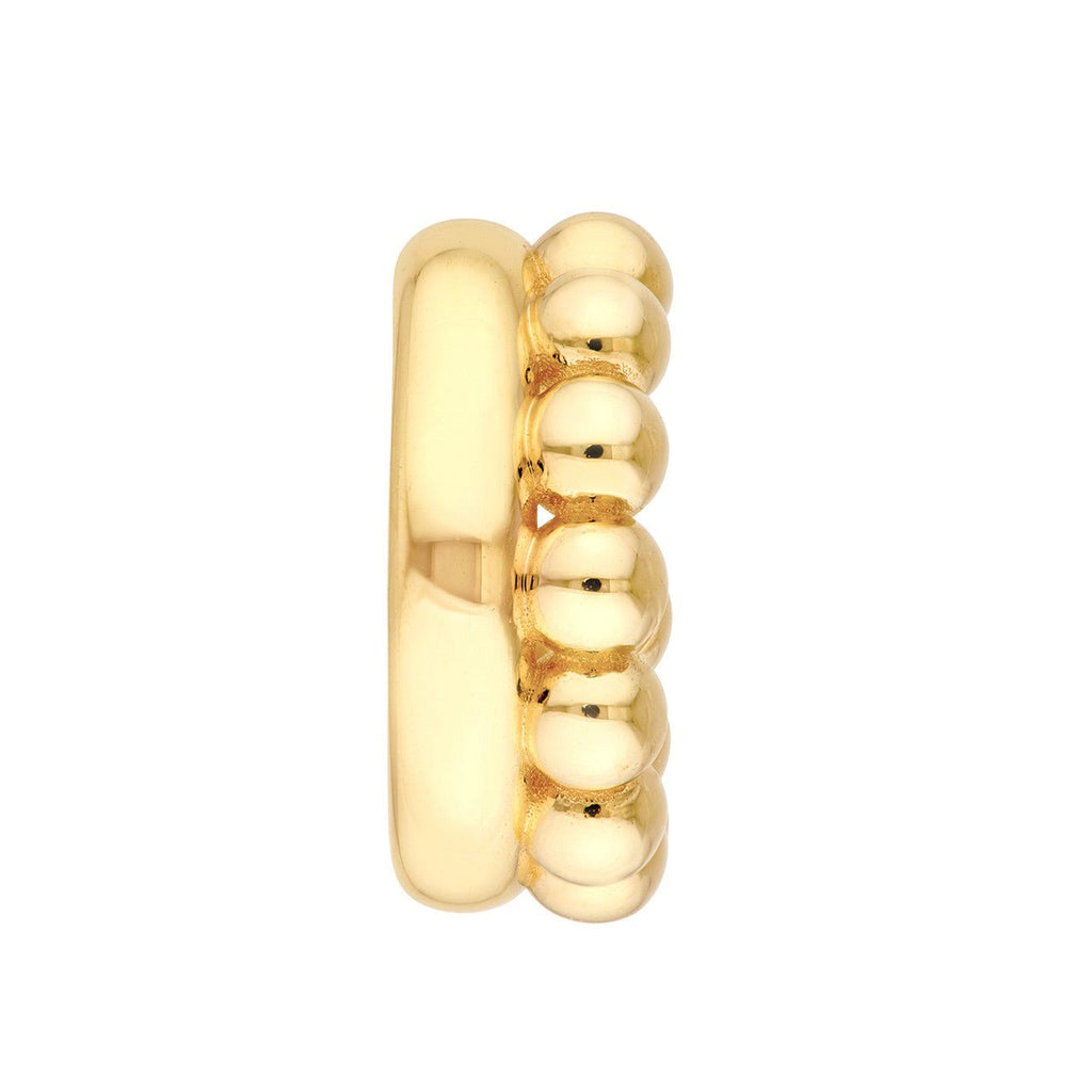 14K Gold Bead and Polished Hoop Earrings