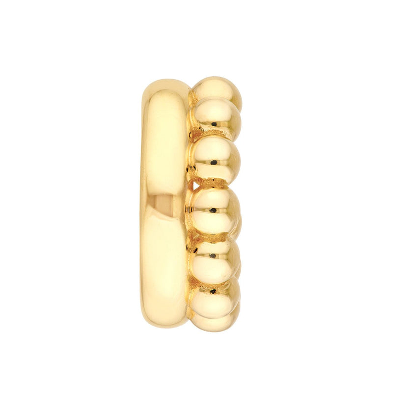 14K Gold Bead and Polished Hoop Earrings