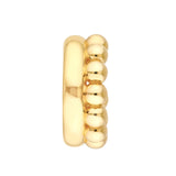 14K Gold Bead and Polished Hoop Earrings