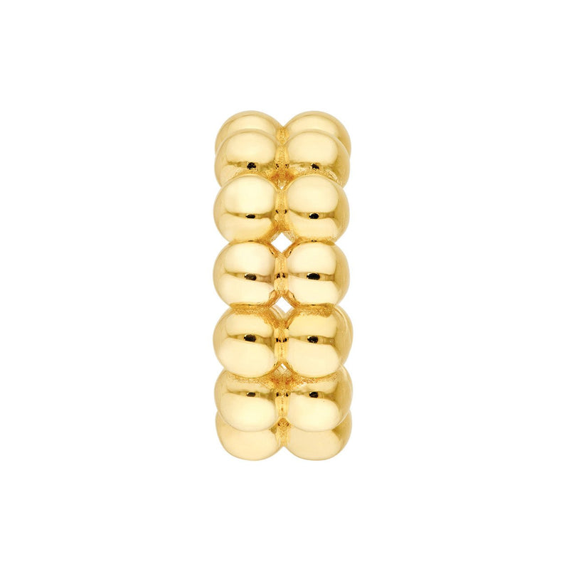 14K Gold Double Row Bead Hoop Earrings