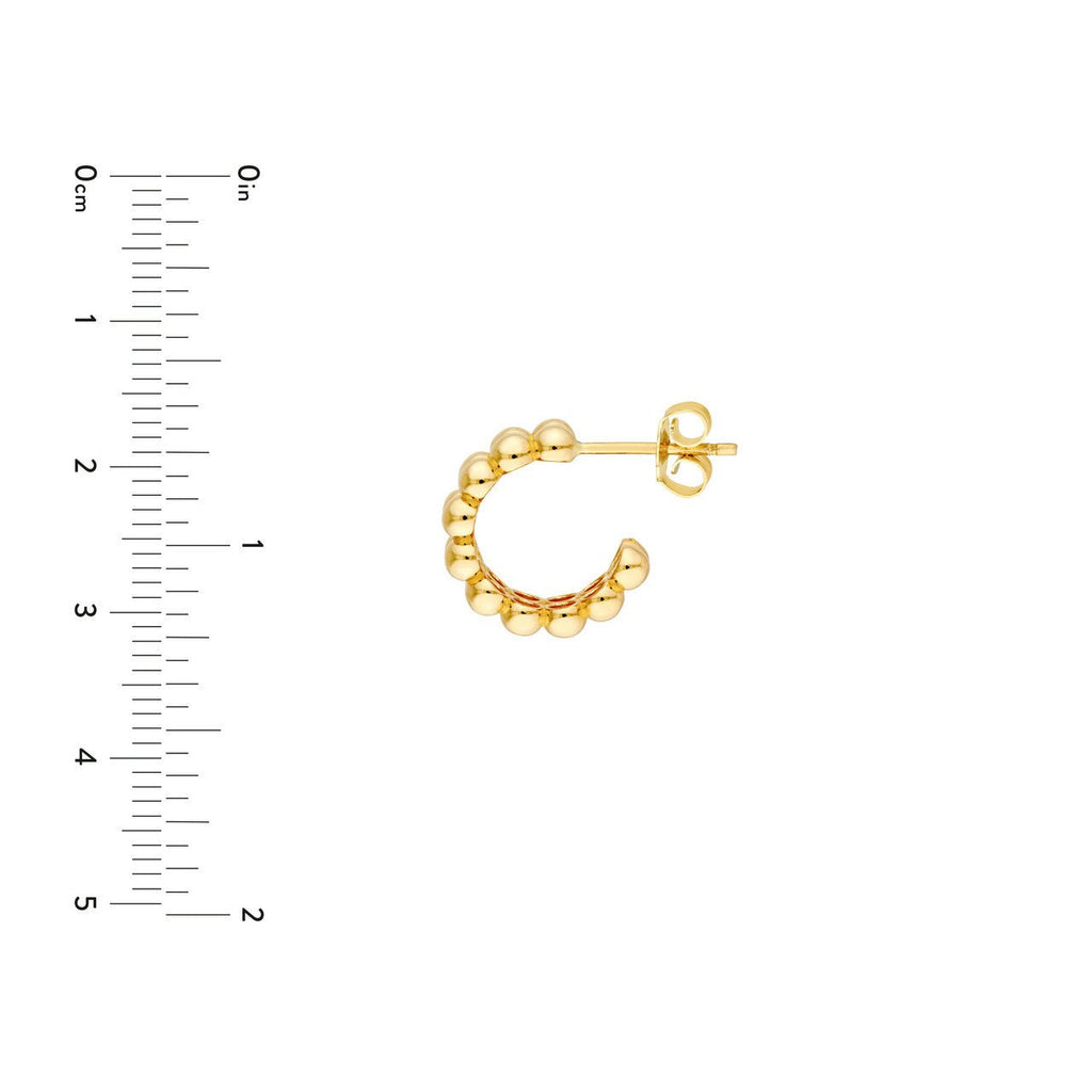 14K Gold Double Row Bead Hoop Earrings