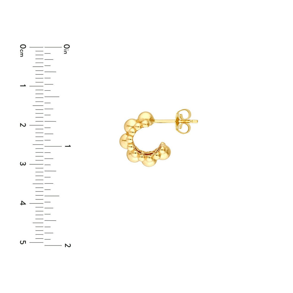 14K Gold Triple Bead Hoop Earrings
