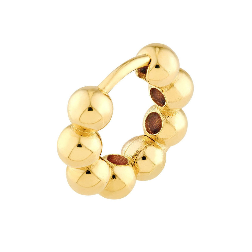 14K Gold Beaded Huggie Earrings