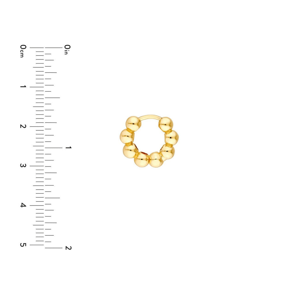 14K Gold Beaded Huggie Earrings