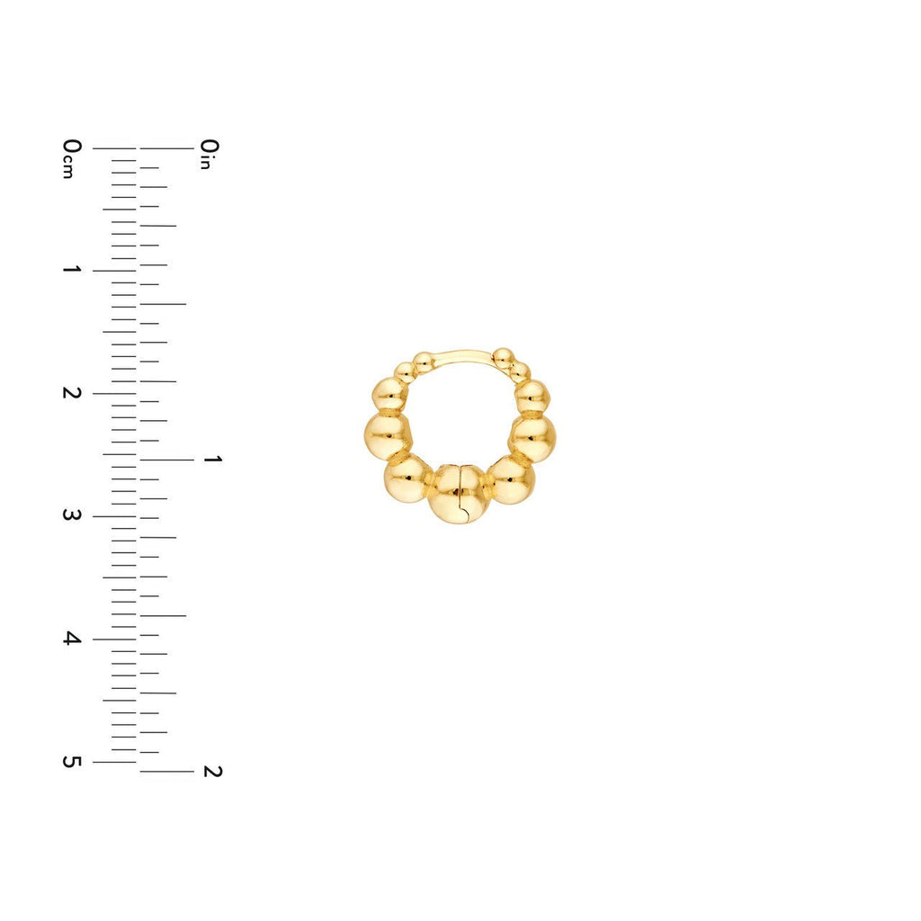 14K Gold Graduated Bead Hoop Earrings