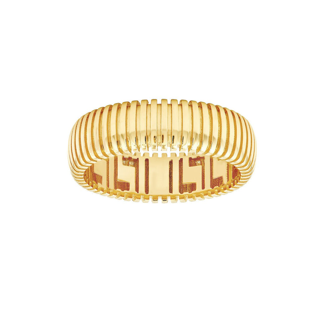 14K Gold Wide Ribbed Band