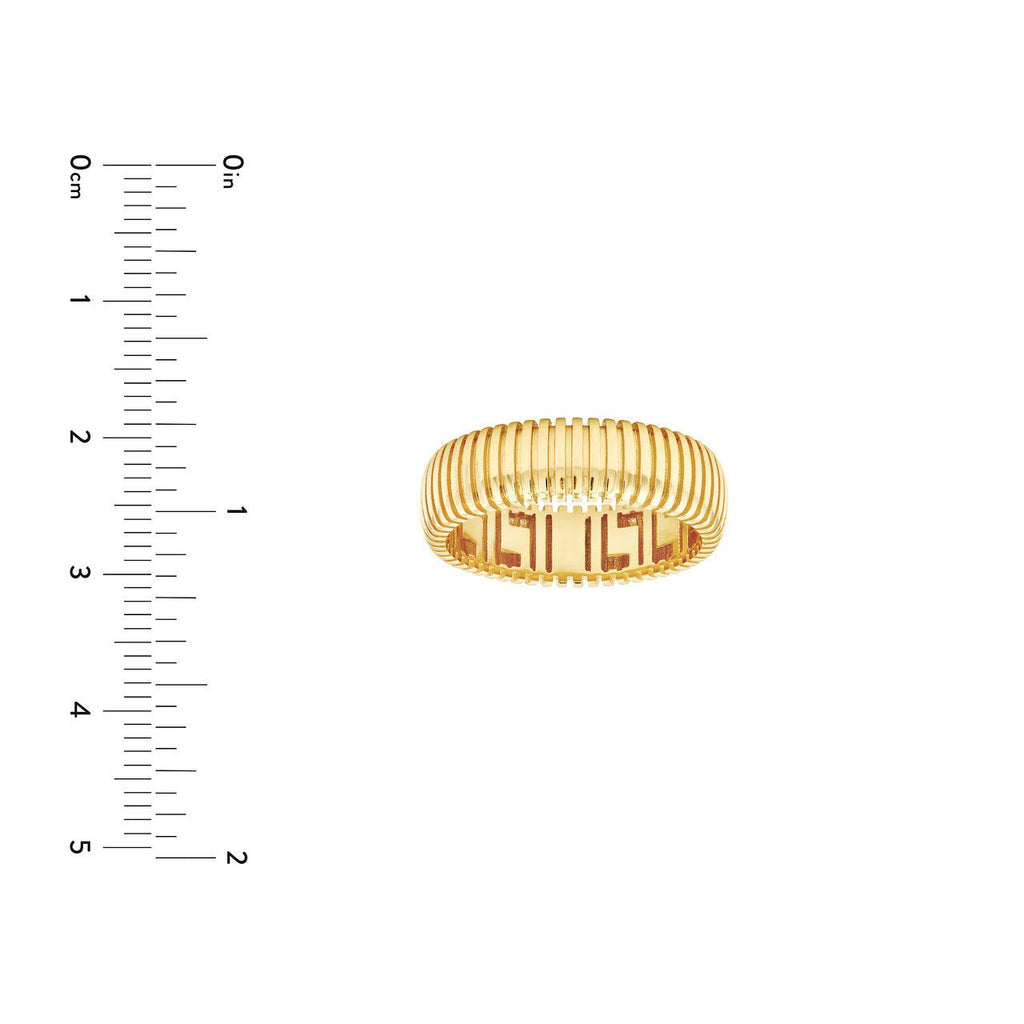 14K Gold Wide Ribbed Band