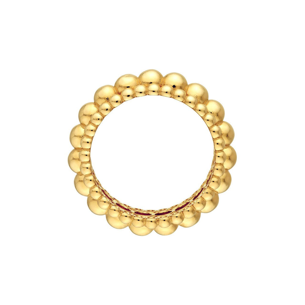 14K Gold Triple Row Bead Ring