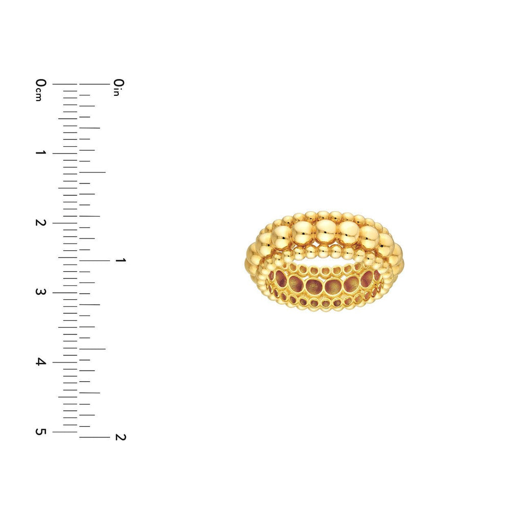 14K Gold Triple Row Bead Ring