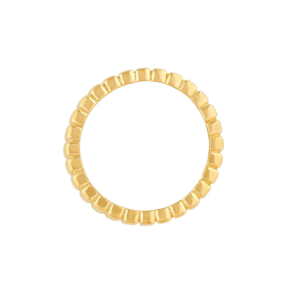 14K Gold Wide Ribbed Squared Band