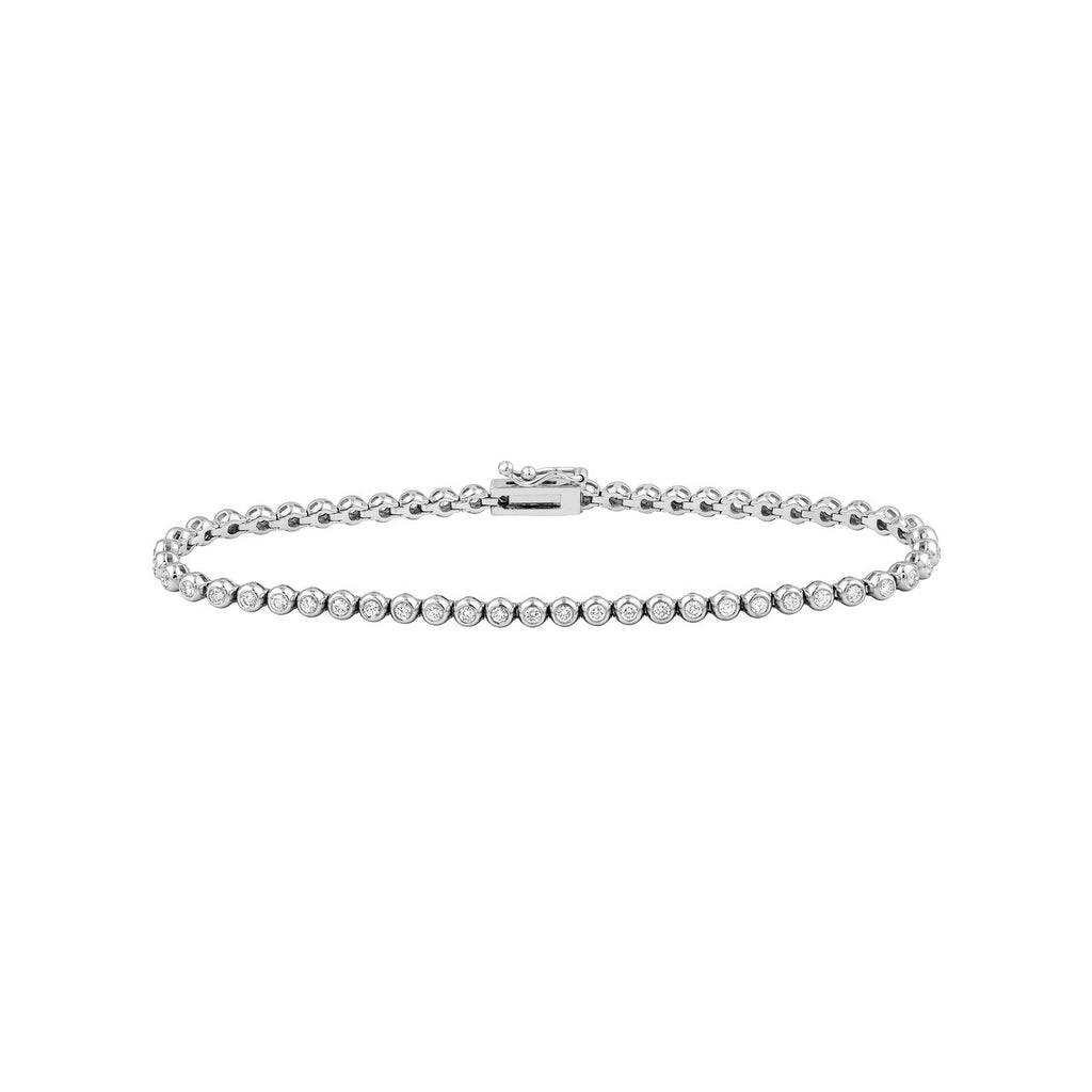 14K Gold 1.00 Carat Natural Bezel Set Diamond Tennis Bracelet
