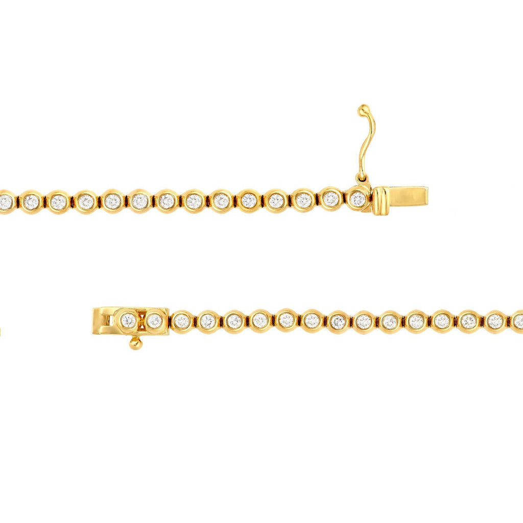 14K Gold 1.00 Carat Natural Bezel Set Diamond Tennis Bracelet