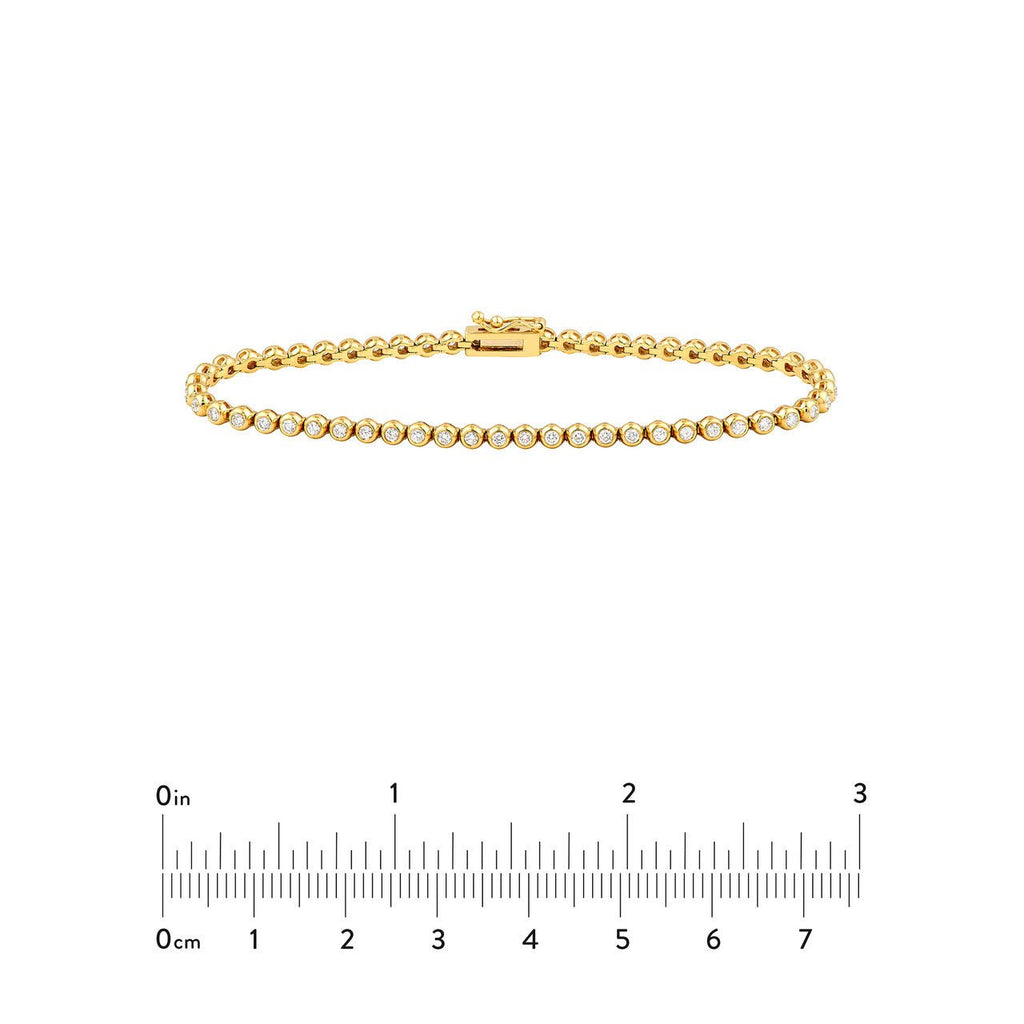 14K Gold 1.00 Carat Natural Bezel Set Diamond Tennis Bracelet