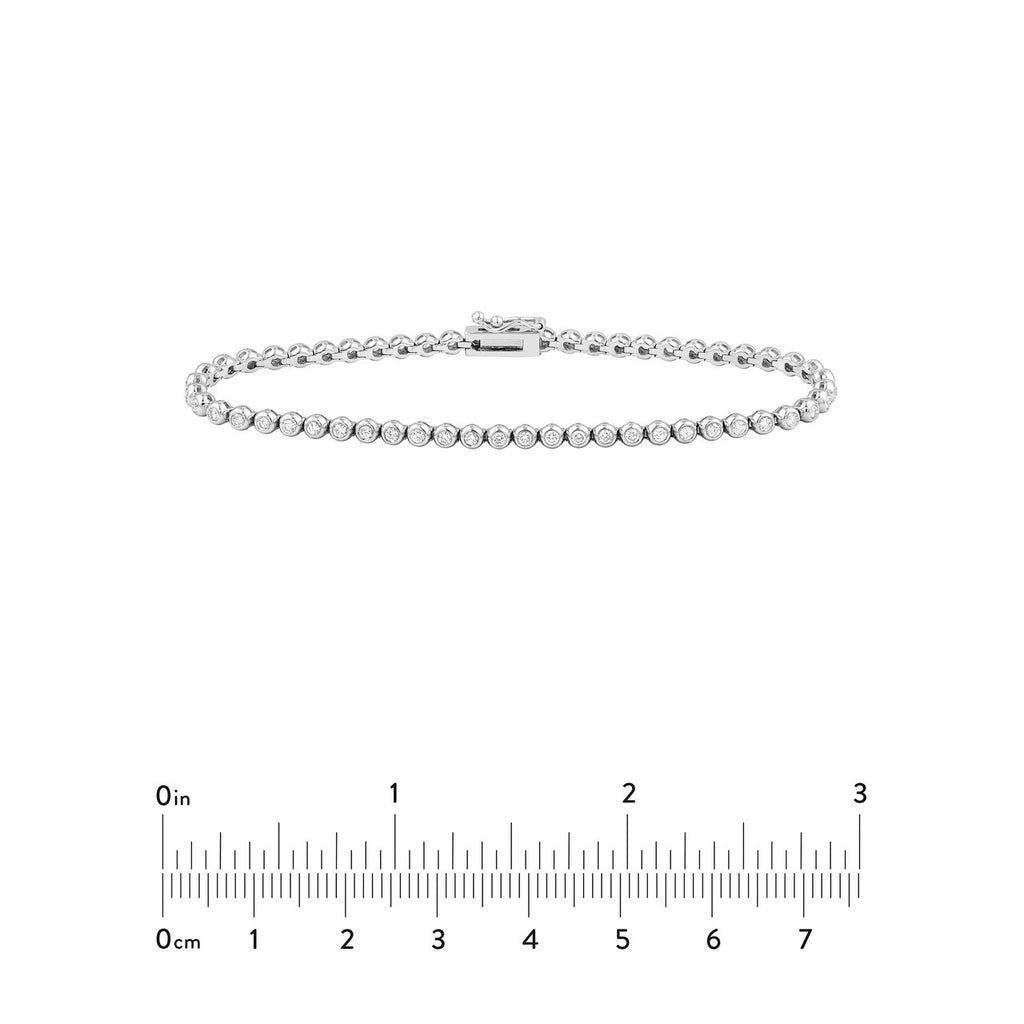 14K Gold 1.00 Carat Natural Bezel Set Diamond Tennis Bracelet