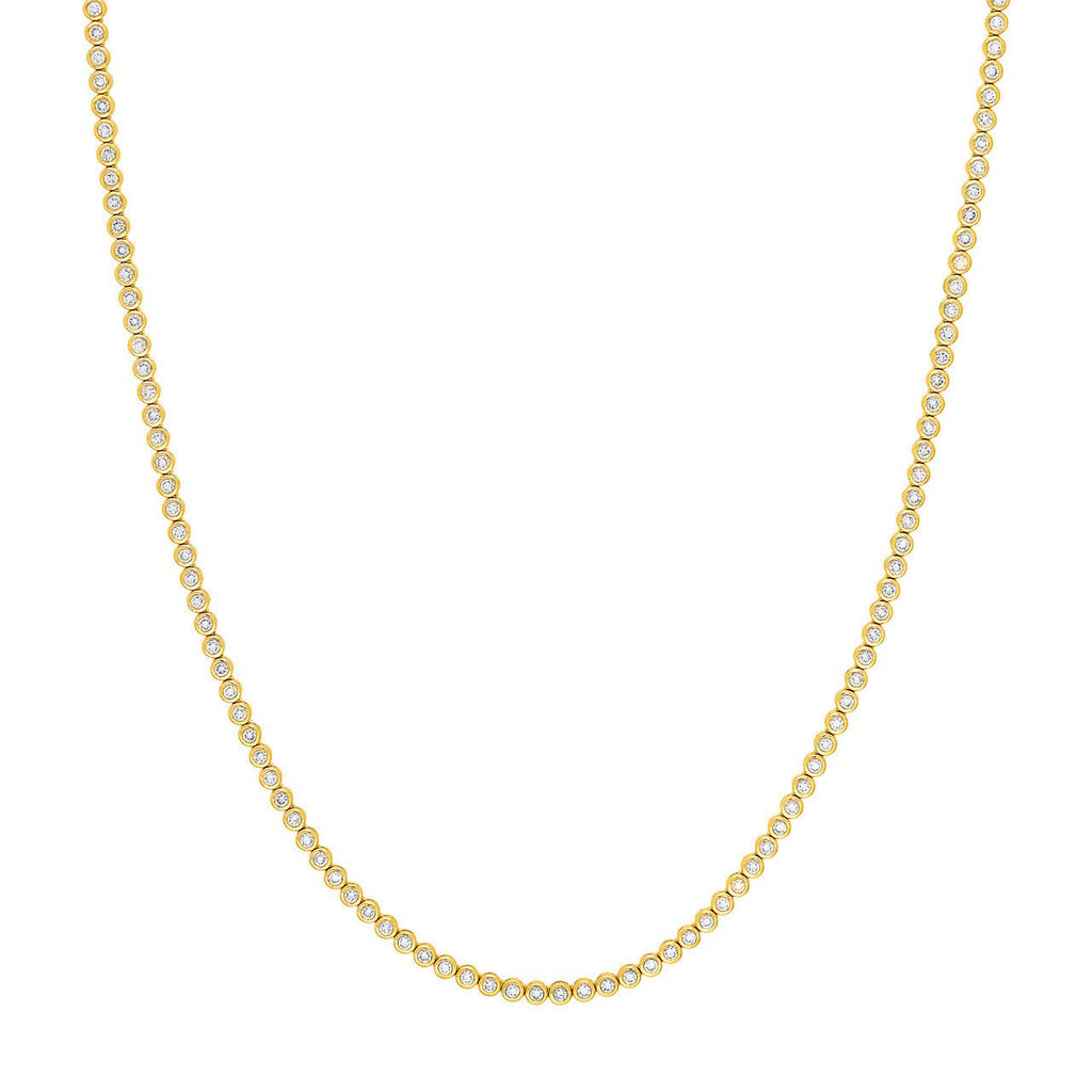 14K Gold 4.00 Carat Bezel Set Diamond Necklace