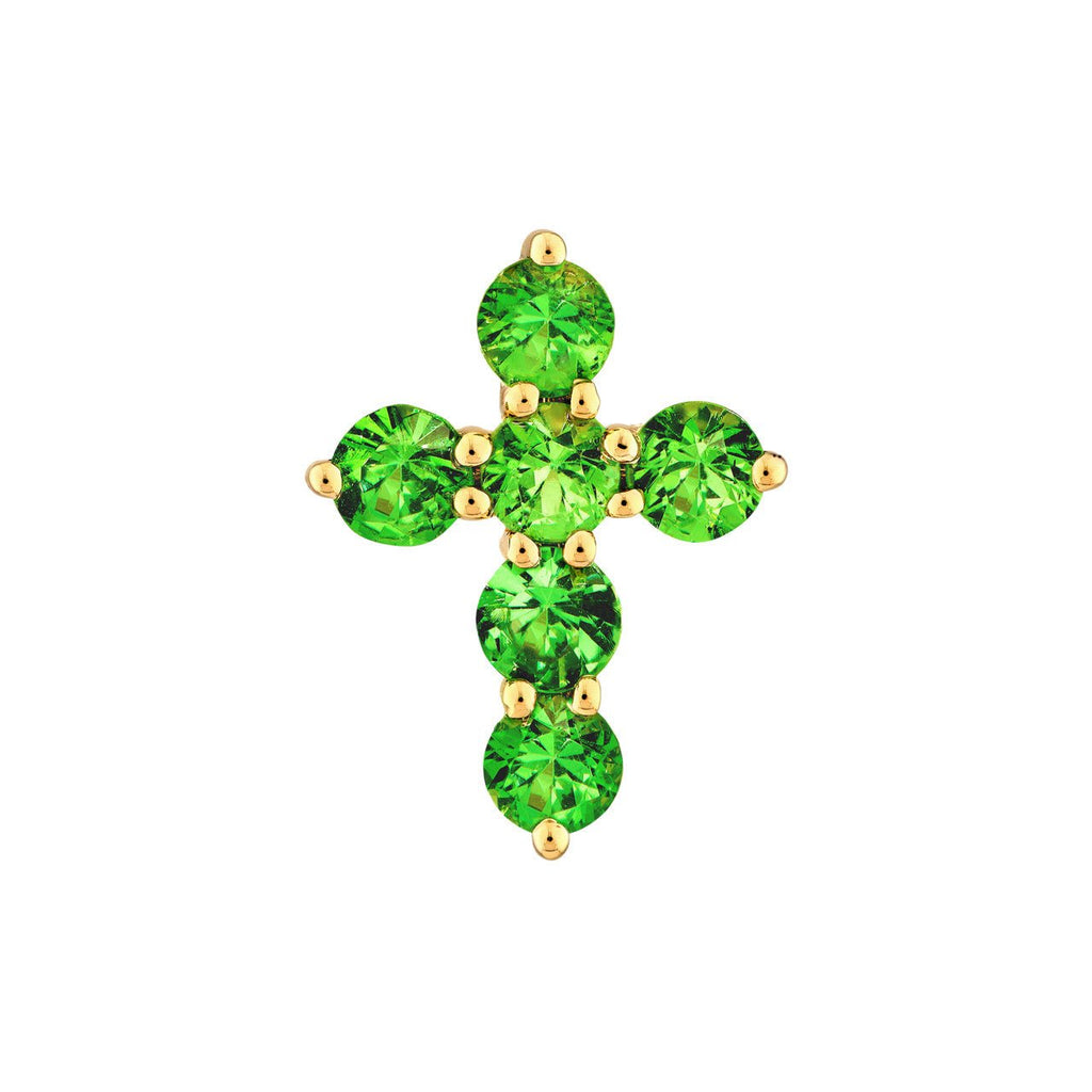 14K Gold Tsavorite Cross Pendant