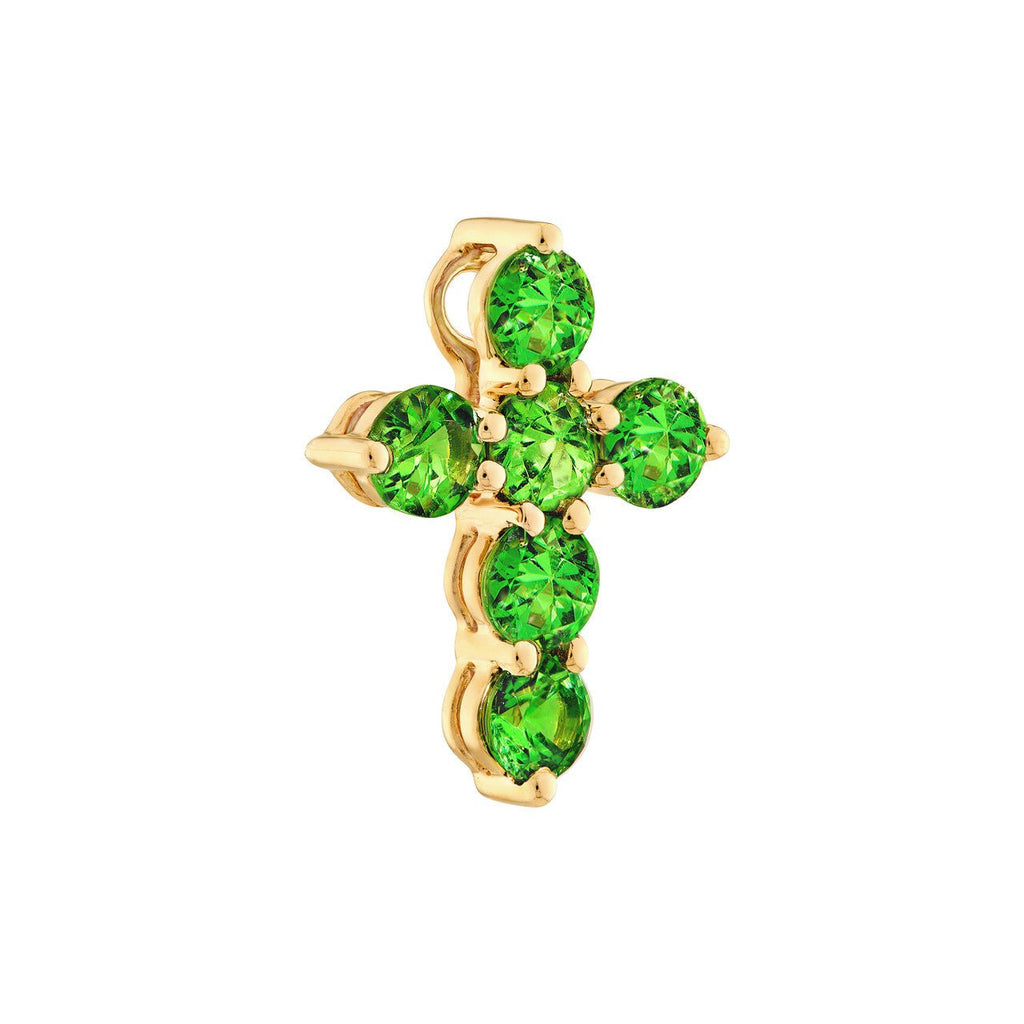 14K Gold Tsavorite Cross Pendant