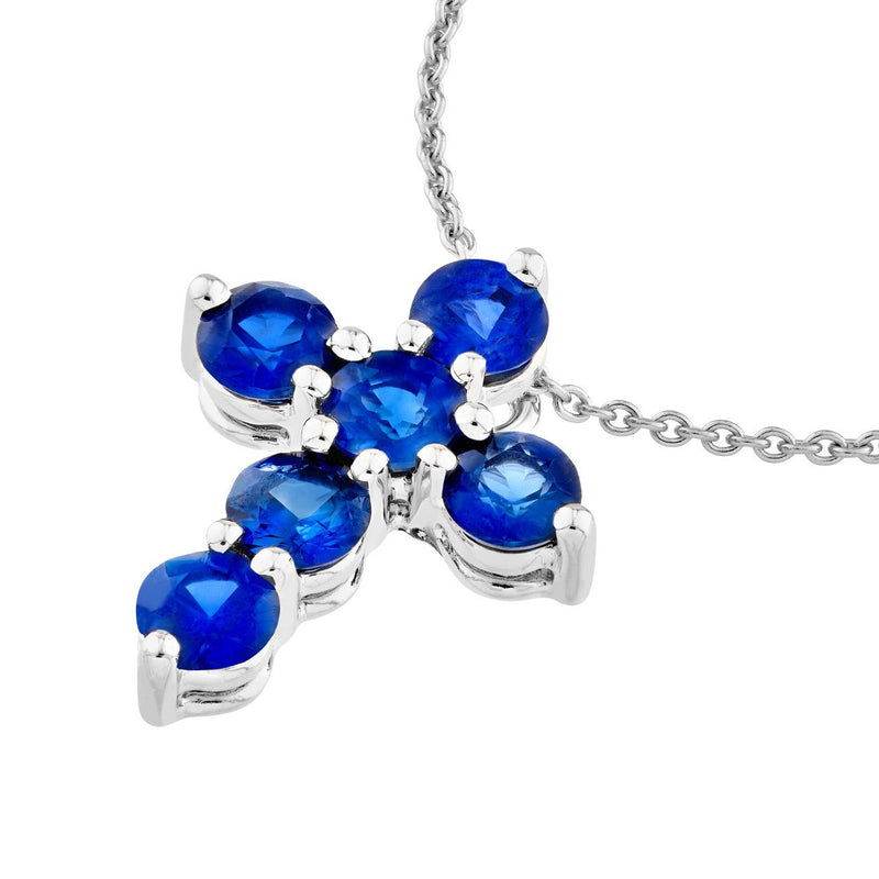 14K Gold Sapphire Cross Pendant