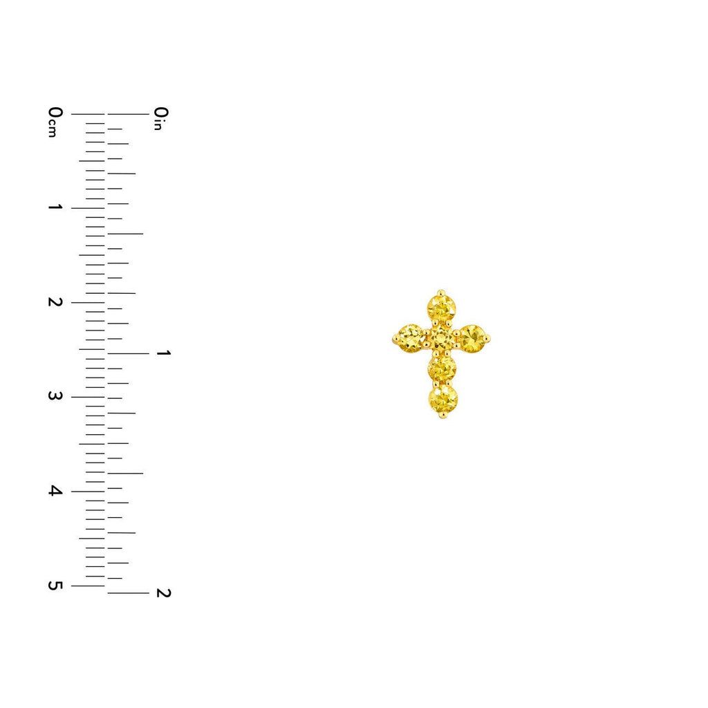 14K Gold Yellow Sapphire Cross Pendant