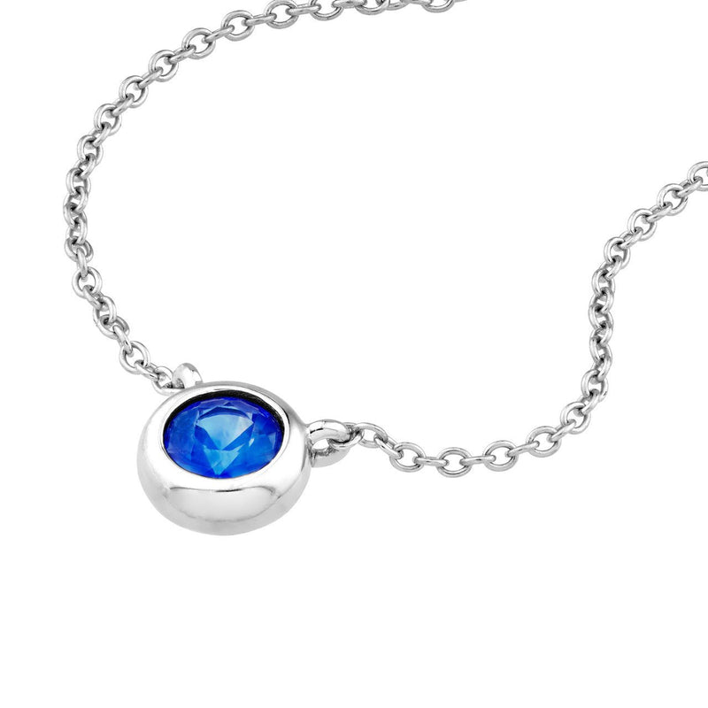 14K Gold 4MM Sapphire Bezel Pendant Necklace