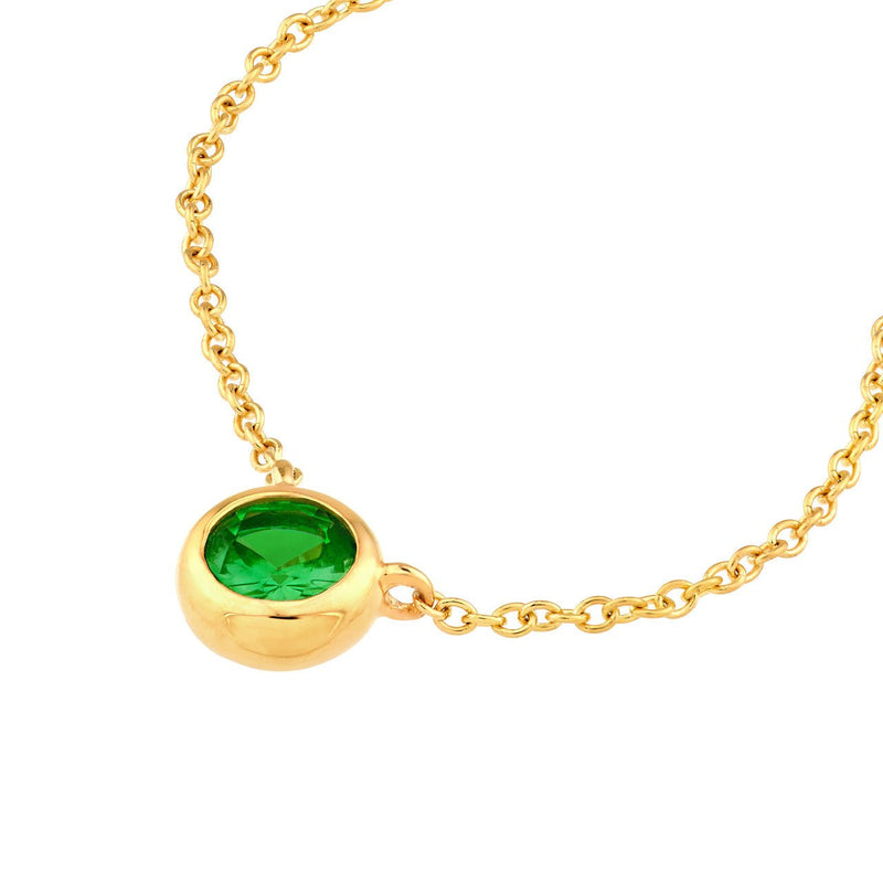 14K Gold 4MM Tsavorite Bezel Pendant Necklace