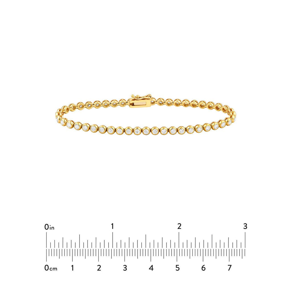 14K Gold 2.20 Carat Natural Bezel Set Diamond Tennis Bracelet
