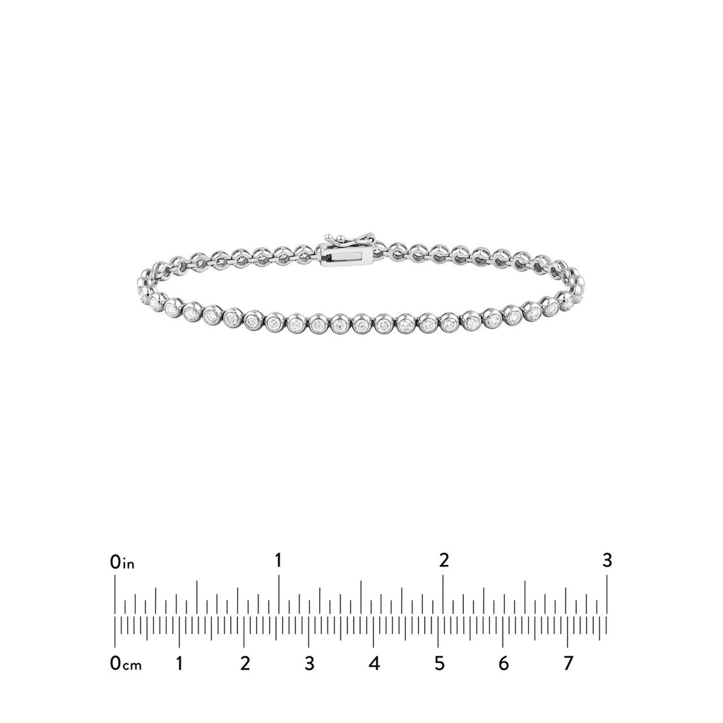 14K Gold 2.20 Carat Natural Bezel Set Diamond Tennis Bracelet