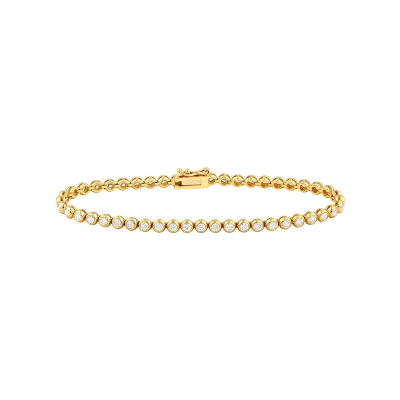 14K Gold 2.20 Carat Natural Bezel Set Diamond Tennis Bracelet