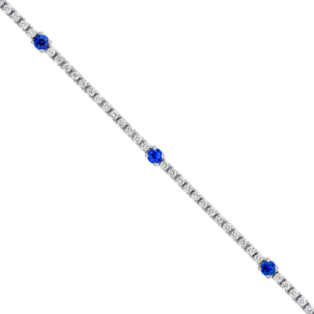 14K Gold Sapphire Station Tennis Bracelet