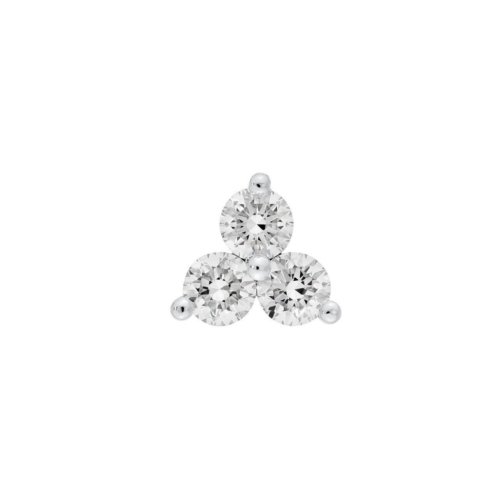 14K Gold 4.2MM Trio Diamond Stud Earrings