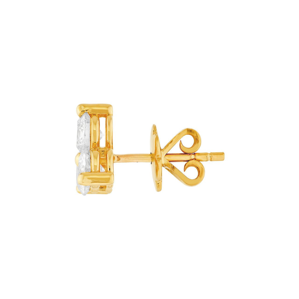 14K Gold 4.2MM Trio Diamond Stud Earrings
