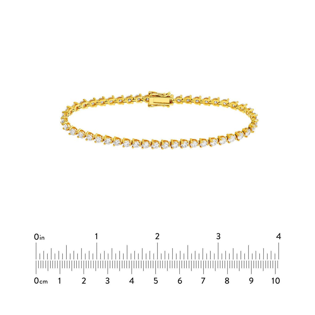 14K Gold 5.00 Carat Natural Diamond Three Prong Tennis Bracelet