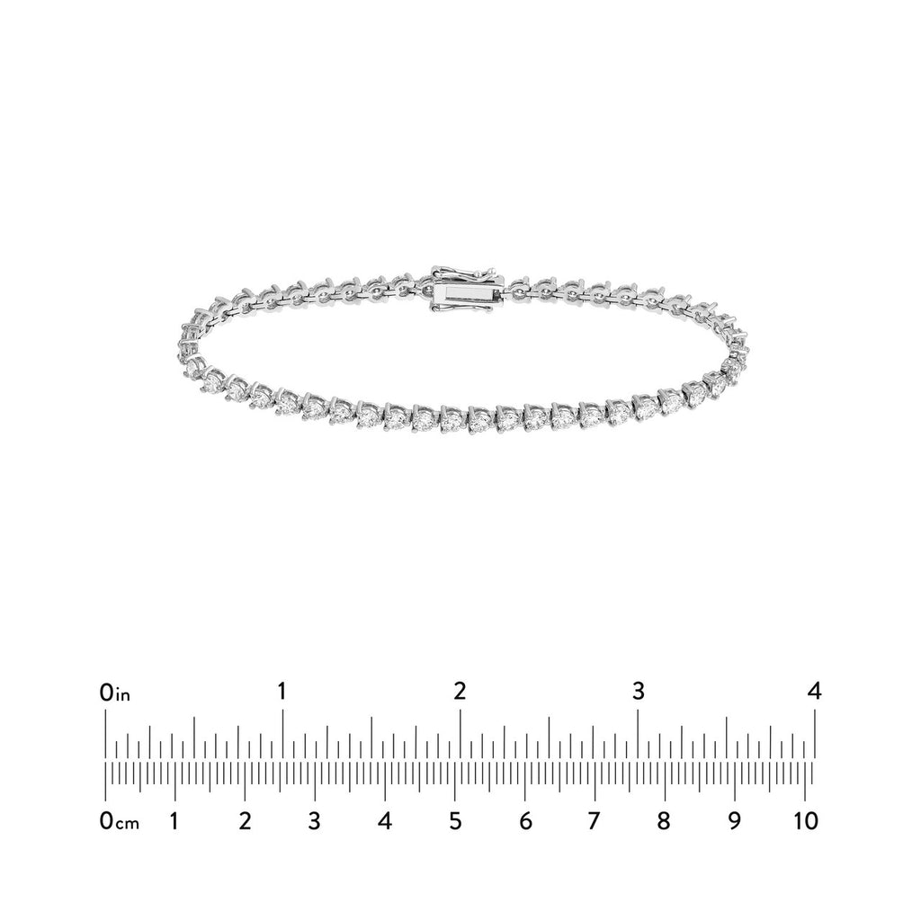 14K Gold 5.00 Carat Natural Diamond Three Prong Tennis Bracelet