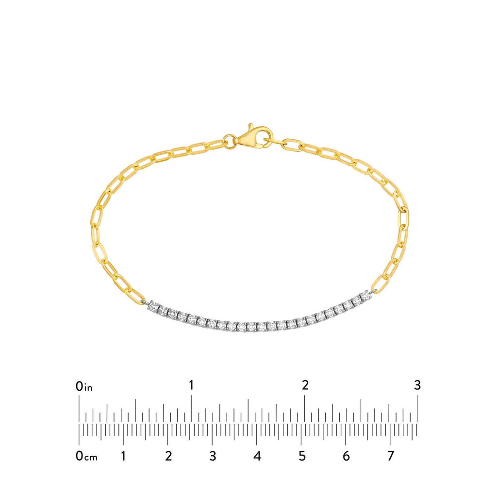 14K Two Tone Gold Paper Clip and Tennis Bracelet