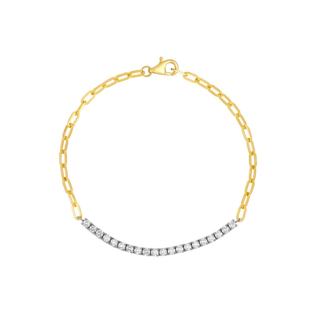 14K Two-Tone Gold 1.00 Carat Paper Clip and Tennis Bracelet
